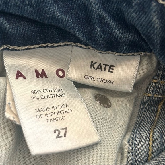 AMO Kate Straight Leg Jeans Denim Pants Mid Rise Girl Crush Wash Blue Size 27 - Picture 14 of 16